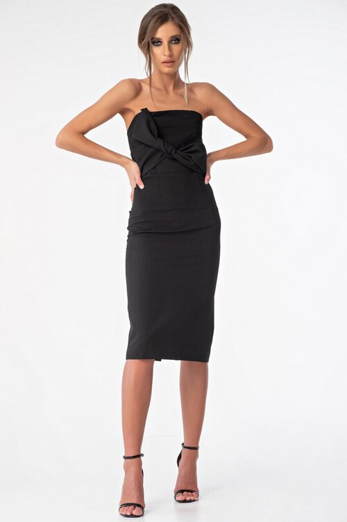 Платье FLY, прилегающее, макси, размер 44, черный