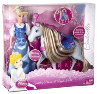 Набор Mattel Disney Princess Сверкающая принцесса Золушка и королевская лошадь, 28 см, T7230