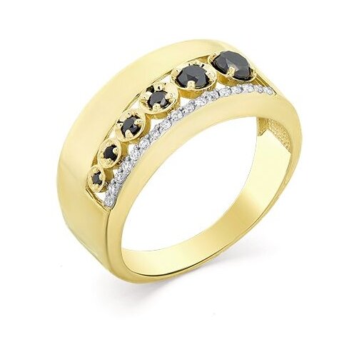 Кольцо Master Brilliant, желтое, белое золото, 585 проба, бриллиант, размер 17