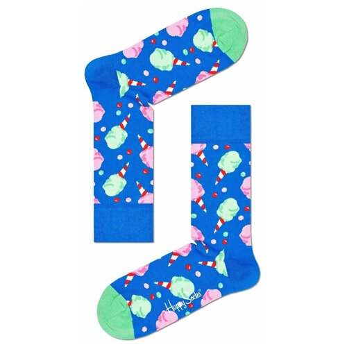 Носки Happy Socks, размер 25, синий, мультиколор cute cat cotton socks cartoon pattern women cotton sock 3d dog cat paw pattern female fleece warm funny sock home floor sleeping