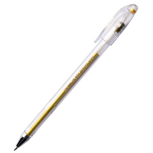 Ручка гелевая Crown Hi-Jell Metallic (0.5мм, золотистый металлик) 1шт. (HJR-500GSM) ручка гелевая crown hi jell metallic 0 5мм зеленый металлик 12шт hjr 500gsm