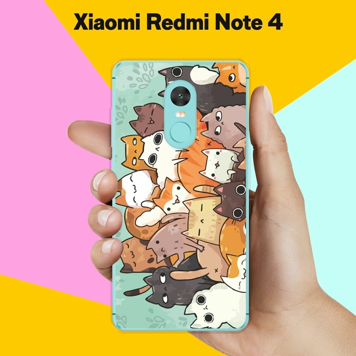 Силиконовый чехол на Xiaomi Redmi Note 4 Много котов / для Сяоми Редми Ноут 4