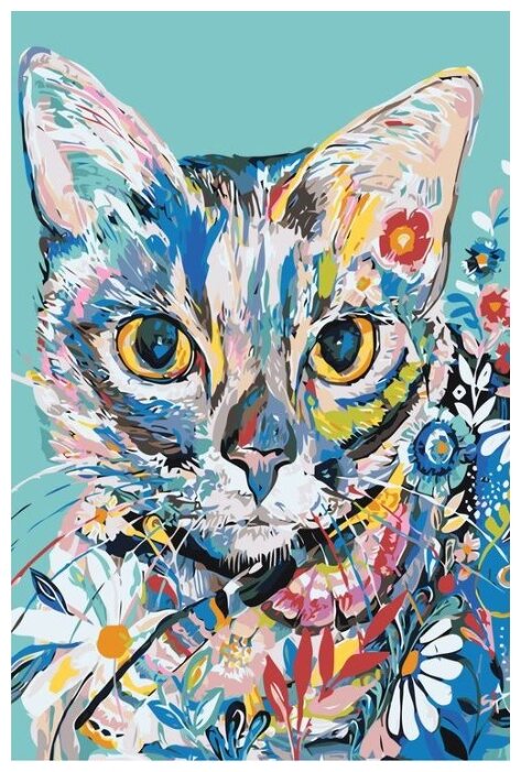 Картина по номерам "Цветочный кот", 40x60 см