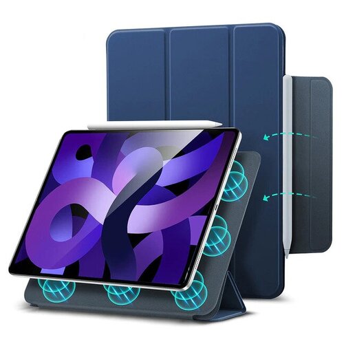 чехол книжка comma rider series double sides magnetic case with pencil slot для ipad pro 12 9 2022 черный Чехол-книжка Comma Rider Series Double Sides Magnetic Case with Pencil Slot для iPad Air 5 (2022)/iPad Pro 11 (2022) (Цвет: Ocean Blue)