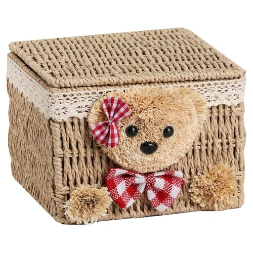 фото Доляна корзина для хранения мишка, 20 х 20 х 15 см коричневый