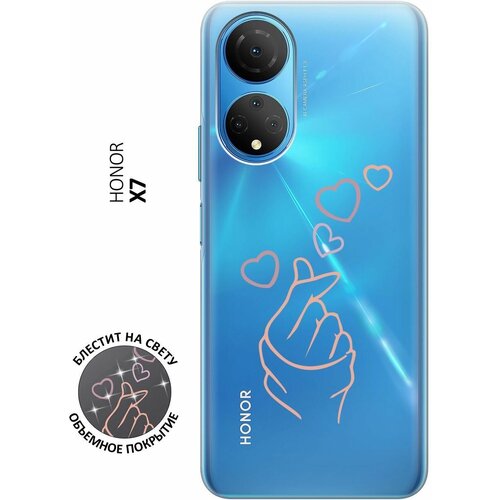 Силиконовый чехол на Honor X7, Хонор Х7 с 3D принтом K-Heart прозрачный матовый soft touch силиконовый чехол на honor x7 хонор х7 с 3d принтом k heart черный