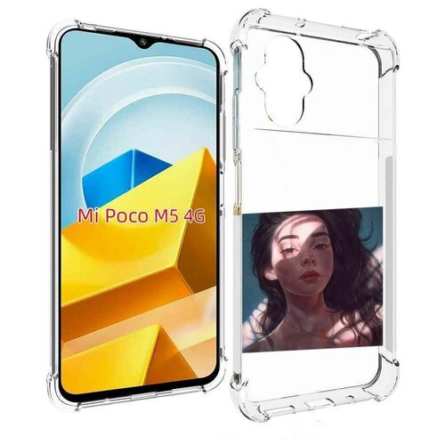 Чехол MyPads девушка-в-лучах женский для Xiaomi Poco M5 задняя-панель-накладка-бампер