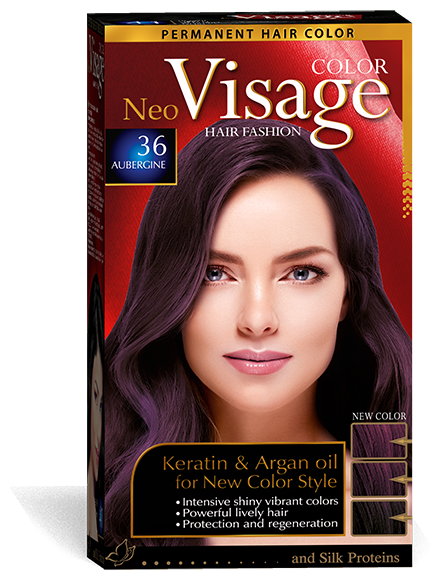 VISAGE Color Hair Fashion / Стойкая крем-краска для волос, оттенок 36 Баклажан / Aubergine