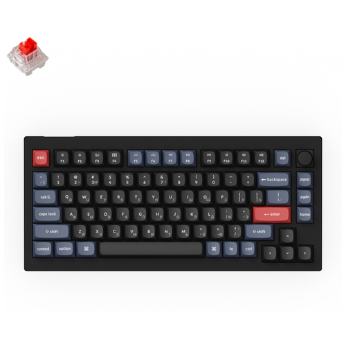 Клавиатура Keychron V1 RGB, Red Switch, 84 Key + knob USB, Black