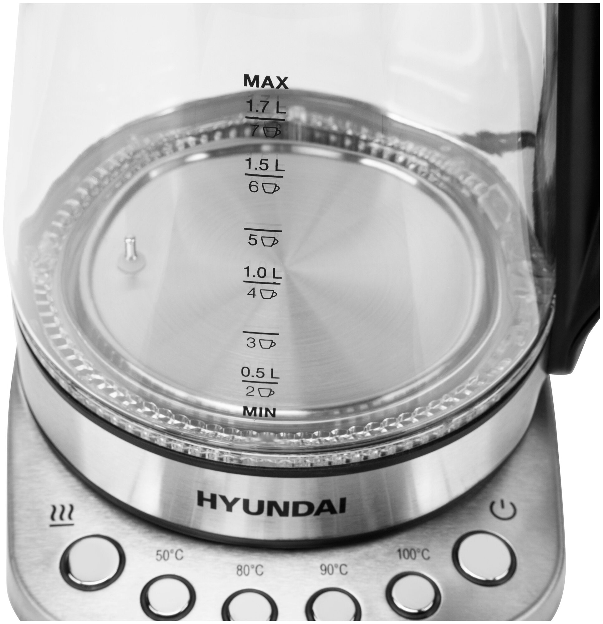 Чайник электрический Hyundai HYK-G3026 серебристый/черный