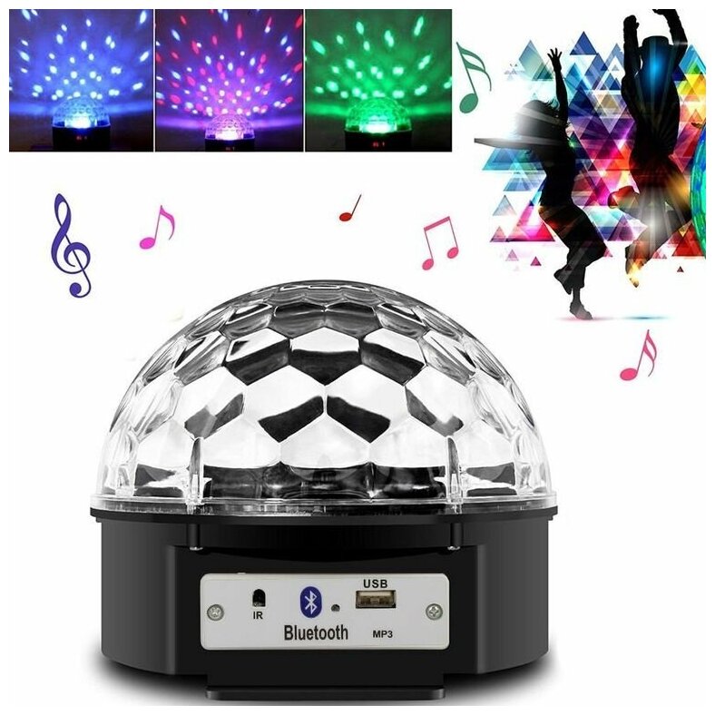 Светодиодный Диско-шар (дискошар) с блютуз, MP3 плеером и пультом. LED RGB Magic Ball Light BlueTooth - фотография № 13