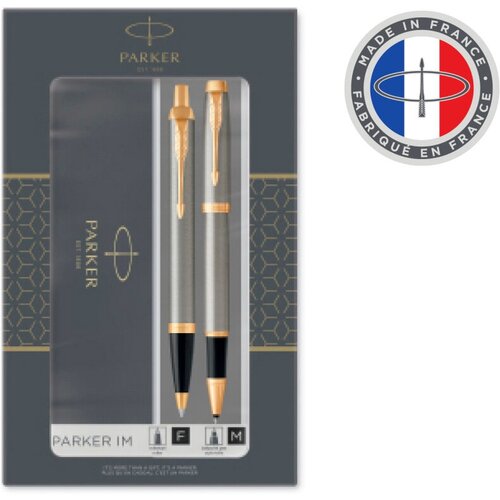 parker im essential t319 brushed metal ct ручка роллер f Набор ручек Parker IM Core TK223 (CW2093217) Brushed Metal GT подар. кор. ручка роллер, ручка шариковая сменный стержень 1стерж. кругл.