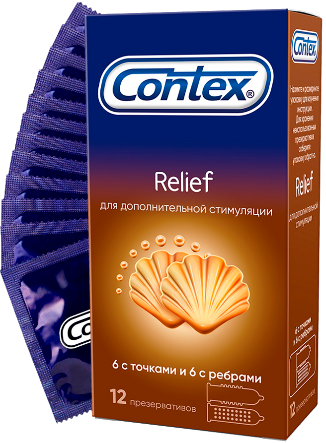 Презервативы Contex Relief 6 с ребрами и 6 с точками 12 шт