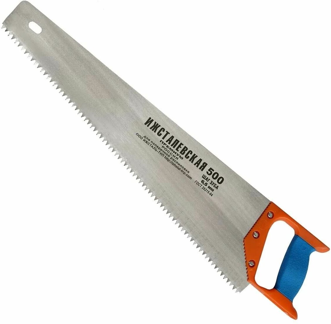 Ножовка по дереву 500 мм шаг зубьев 65 мм пластиковая рукоятка (Ижсталь)