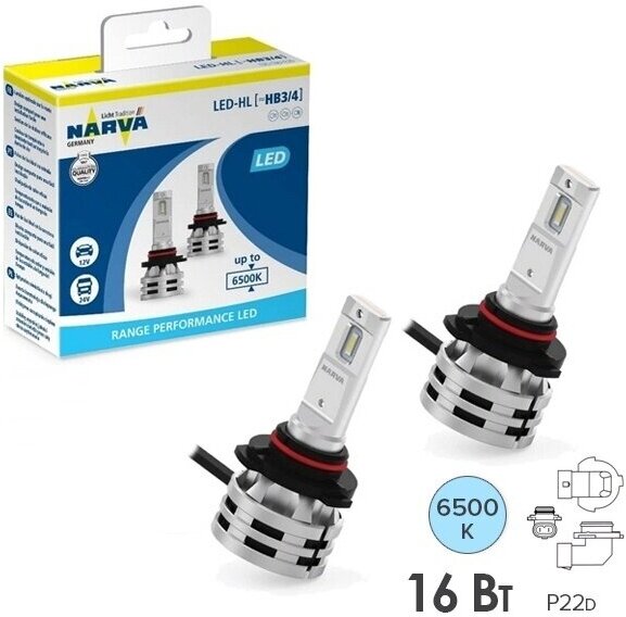 Светодиодная лампа NARVA "Range Performance LED", HВ 3/4, 12/24V, 24W, 6500K, комплект 2 шт. 180383000
