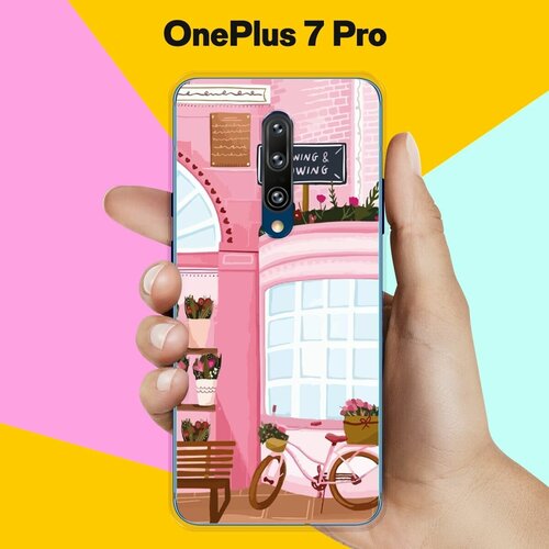 Силиконовый чехол на OnePlus 7 Pro Розовые здания / для ВанПлас 7 Про силиконовый чехол на oneplus 7 pro листья для ванплас 7 про