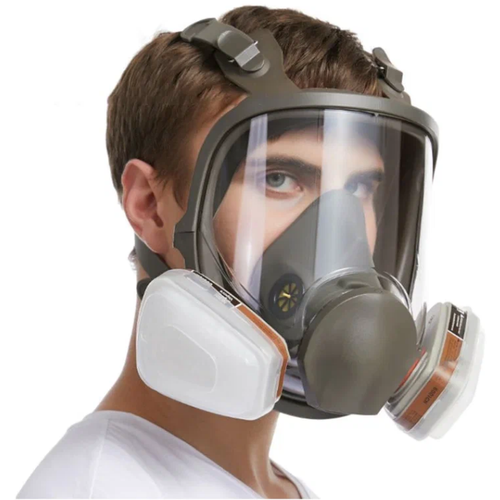 Профессиональный респиратор противогаз маска защитная 6800 (замена 3М ). С угольным фильтром и клапаном. Распиратор фильтрующий от краски, пыли, аллергии. Средства защиты органов дыхания. Сизод