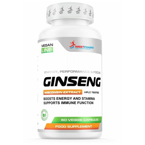 Westpharm / Vegan line / Ginseng / Экстракт корня женьшеня / Для иммунитета / 60 капсул