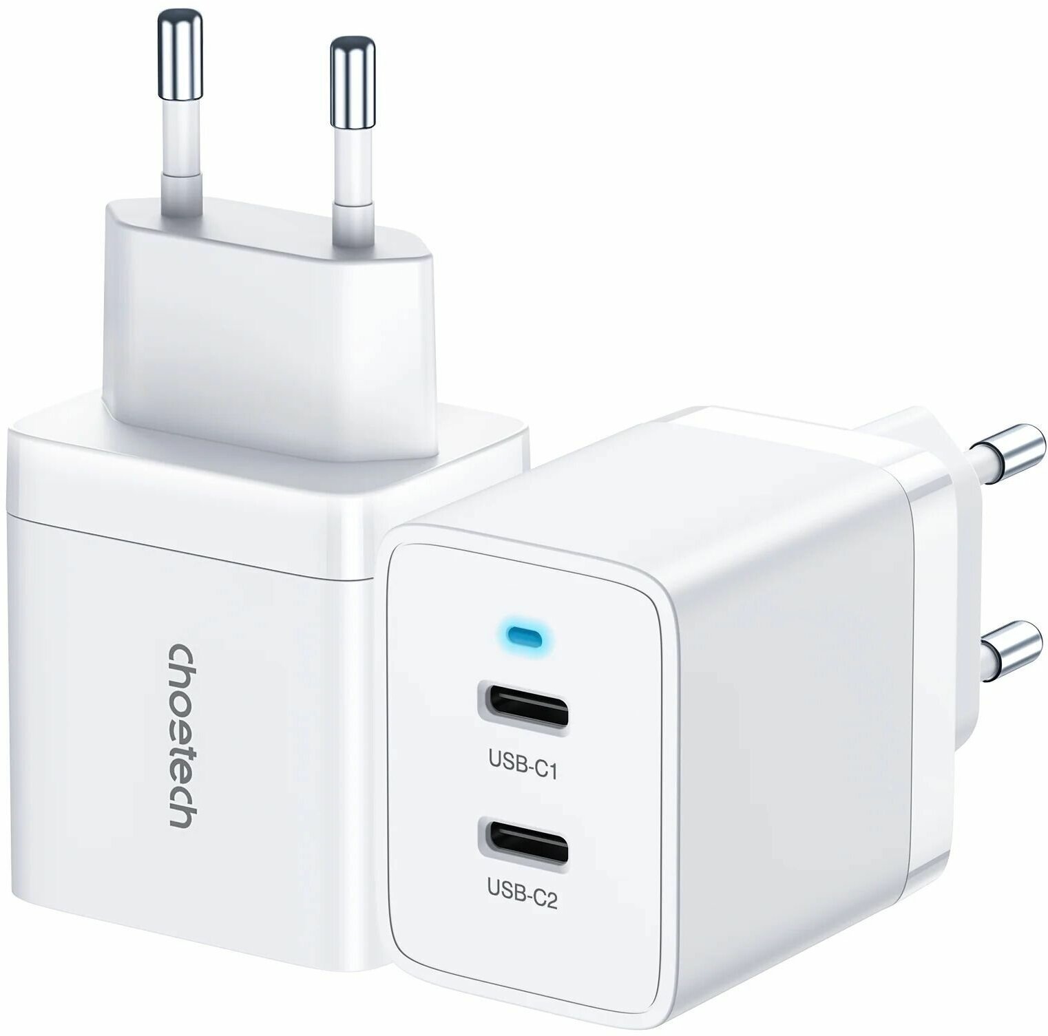 Сетевое зарядное устройство Choetech Q5006 40Вт, 2xUSB-C PD/PPS, цвет белый