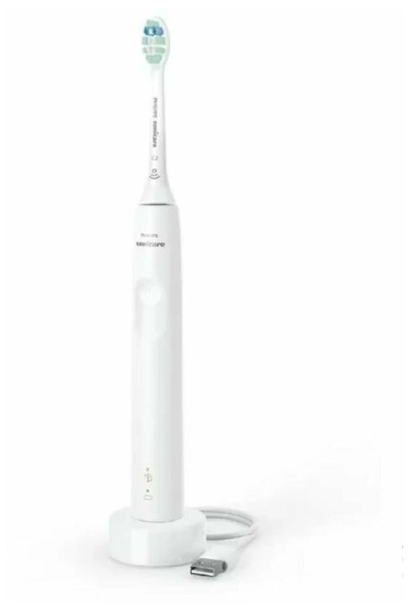 Электрическая звуковая зубная щетка Philips Sonicare 3100 Series HX3671/13, белый - фотография № 1