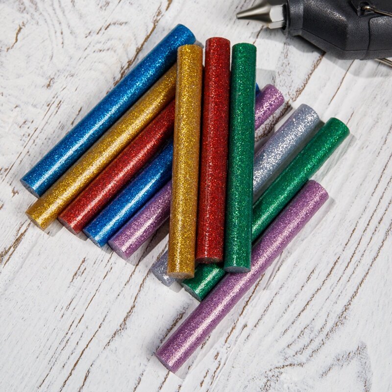 Цветные прочные клеевые стержни диаметром 11 мм с блестками для пистолета, 12 штук REXANT