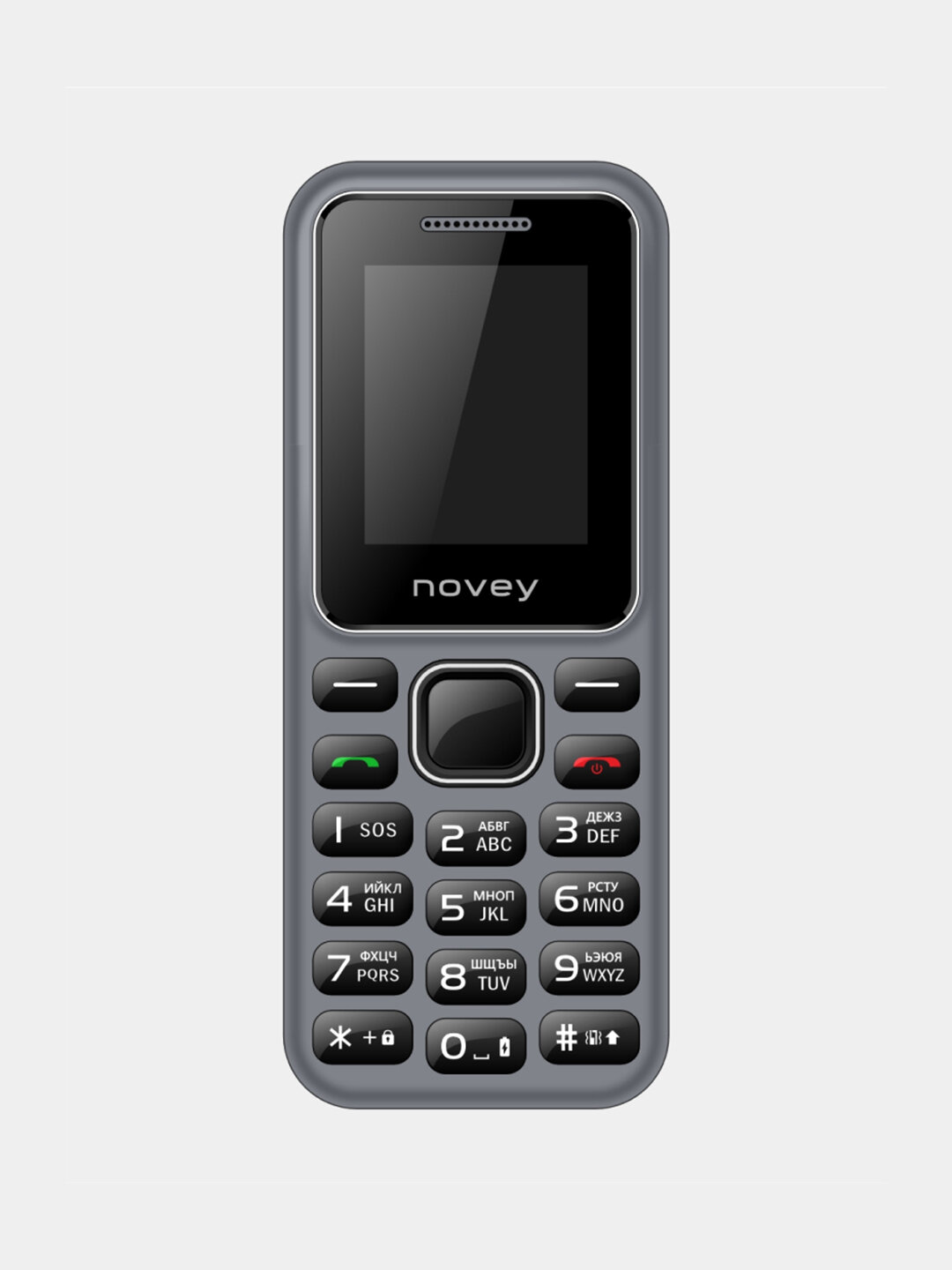 Телефон NOVEY 104, кнопочный, 1.77" экран, батарея 600-800мАч, серый