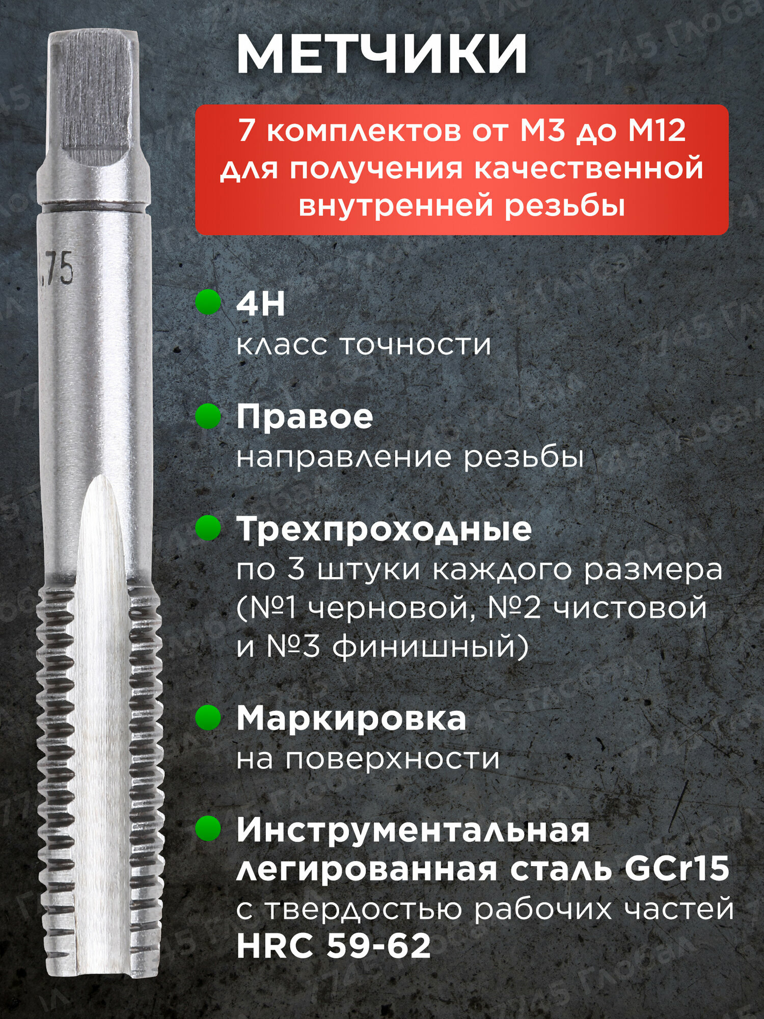 Набор метчиков и плашек для нарезания резьбы 32 предмета ALTTENA (106011) — фото 1