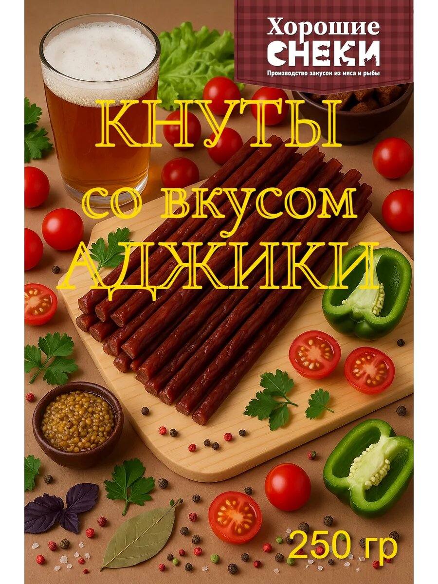 Колбаски Хорошие снеки "Жгуты", сырокопченые, с аджикой, 250г