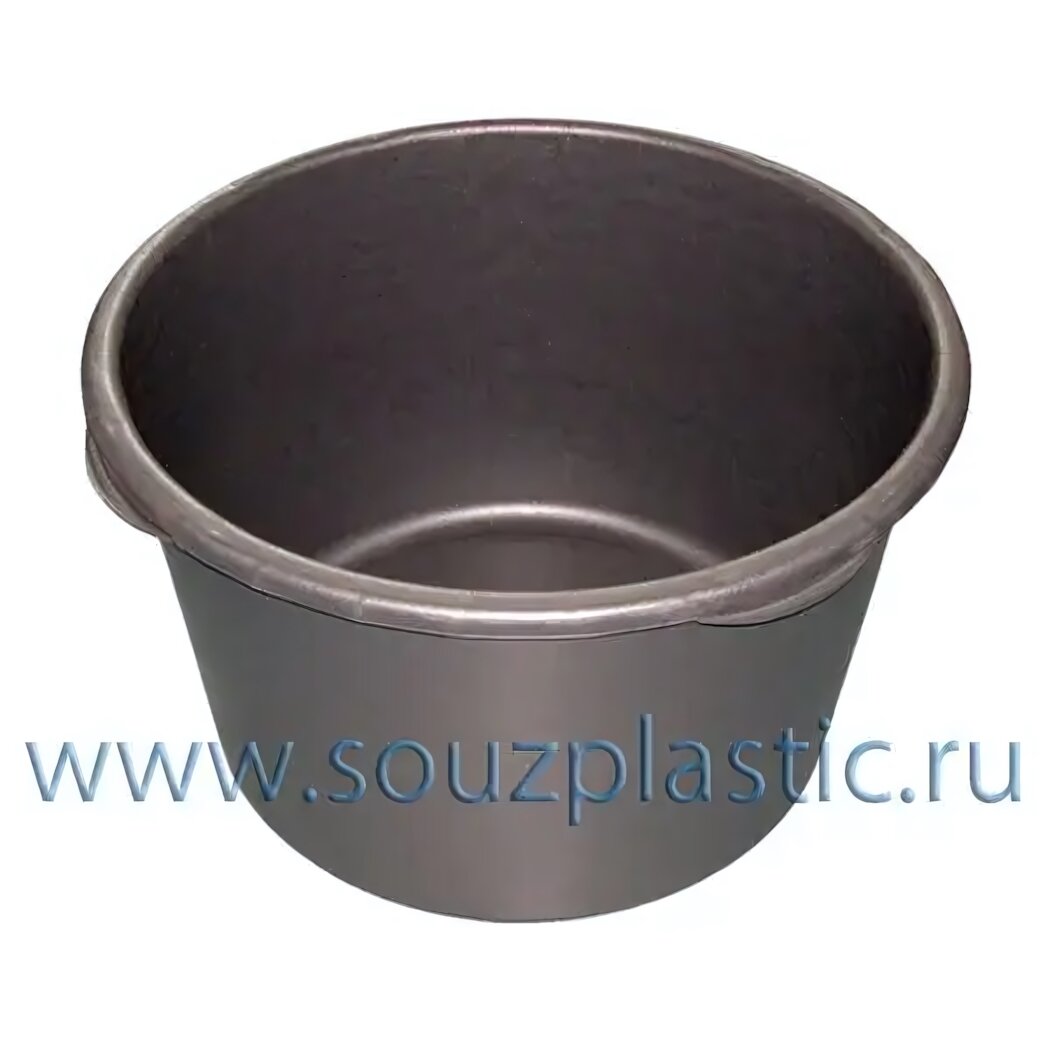 Таз строительный круглый 40л пластик темно-серый усиленный ободок