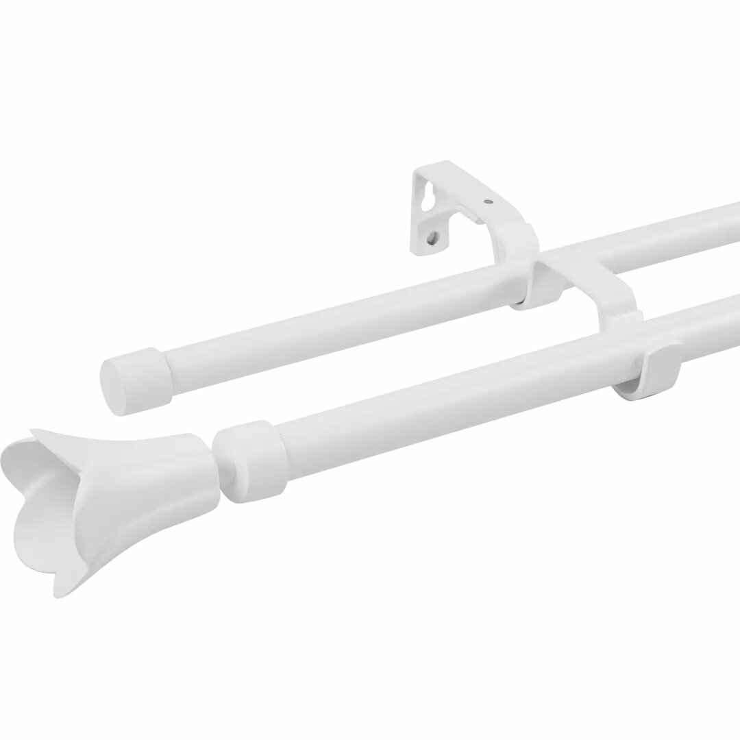 Карниз двухрядный раздвижной Florus d16/19 мм 160-300 см металл цвет белый