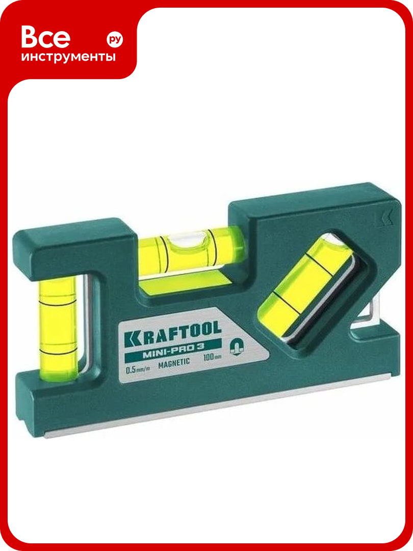 Магнитный компактный уровень KRAFTOOL 100 мм Mini-Pro 3 34861-010