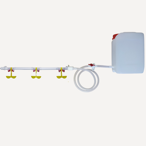Изображение товара Поилка для кур ниппельная система поения НП18 75см с канистрой 5л, комплект. Для бройлеров кур перепелов цыплят индейки цесарок индоутки для брудера