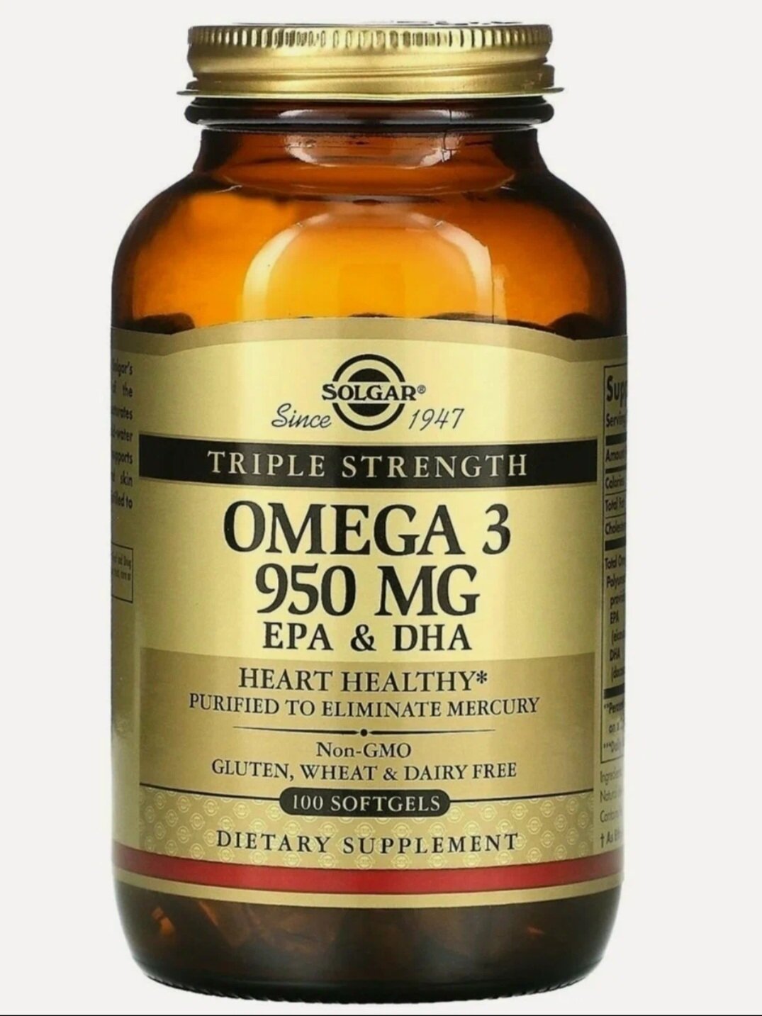 Тройная Омега-3 950 мг (Triple Strength Omega 3 950 mg EPA & DHA)100 капс /срок годности до 03/2028