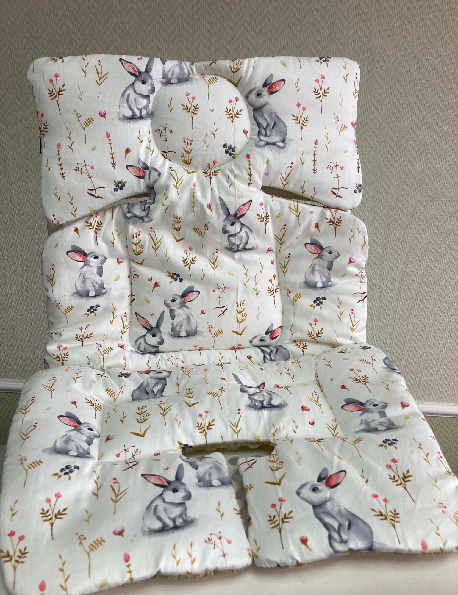 Матрас в коляску Baby.Eco.Decor / Матрасик в прогулочную коляску / Вкладыш-матрасик в автолюльку, в автокресло и в стул для кормления кролики — фото 1