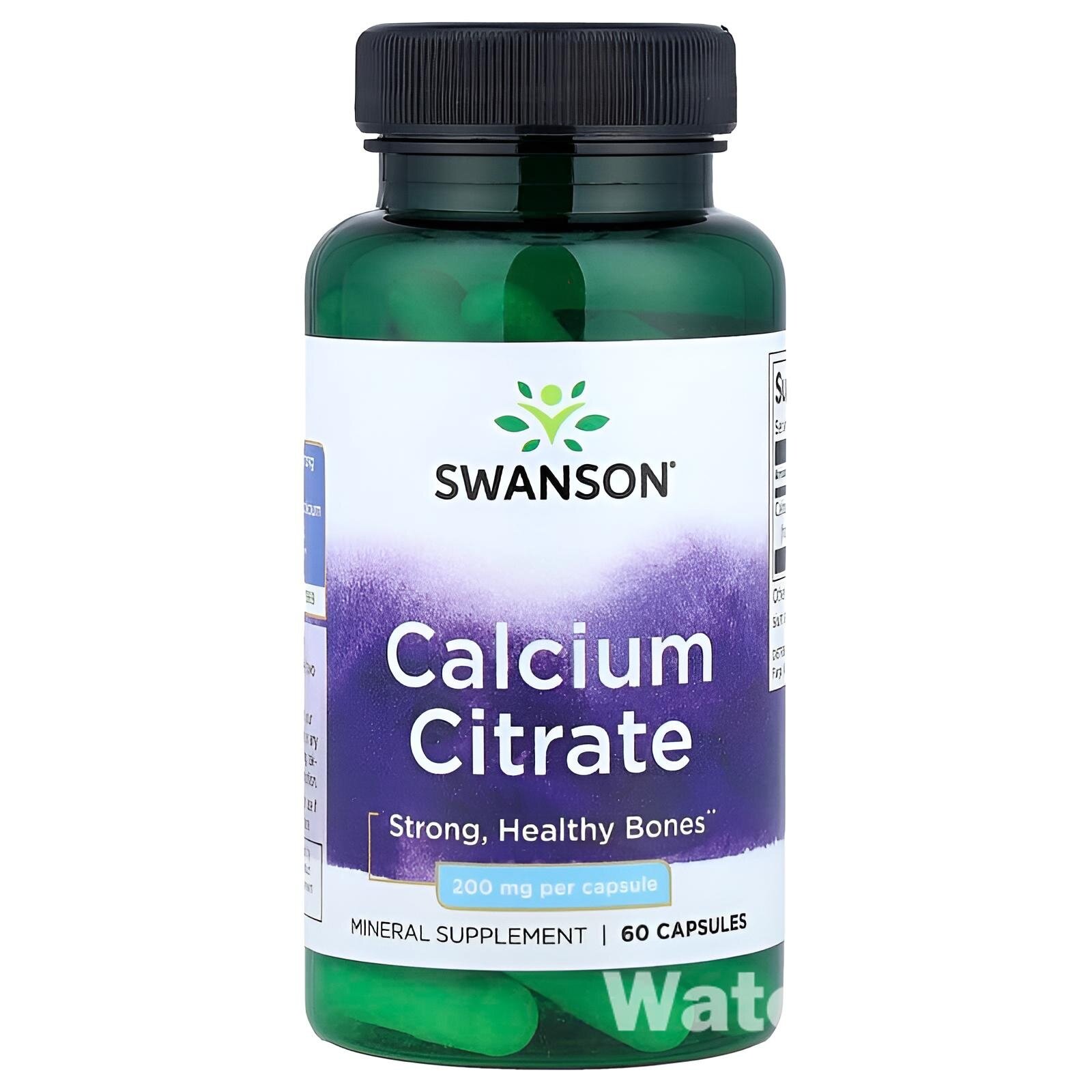 Swanson Calcium Citrate N100, цитрат, капсулы , для крепких костей, зубов, нормальной работы мышц и сердца, 60 штук
