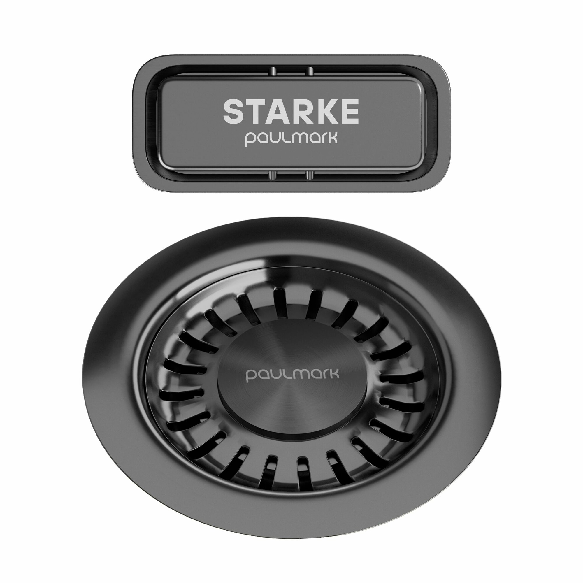 Слив с овальным переливом Paulmark  вороненая сталь  PM6024 GM