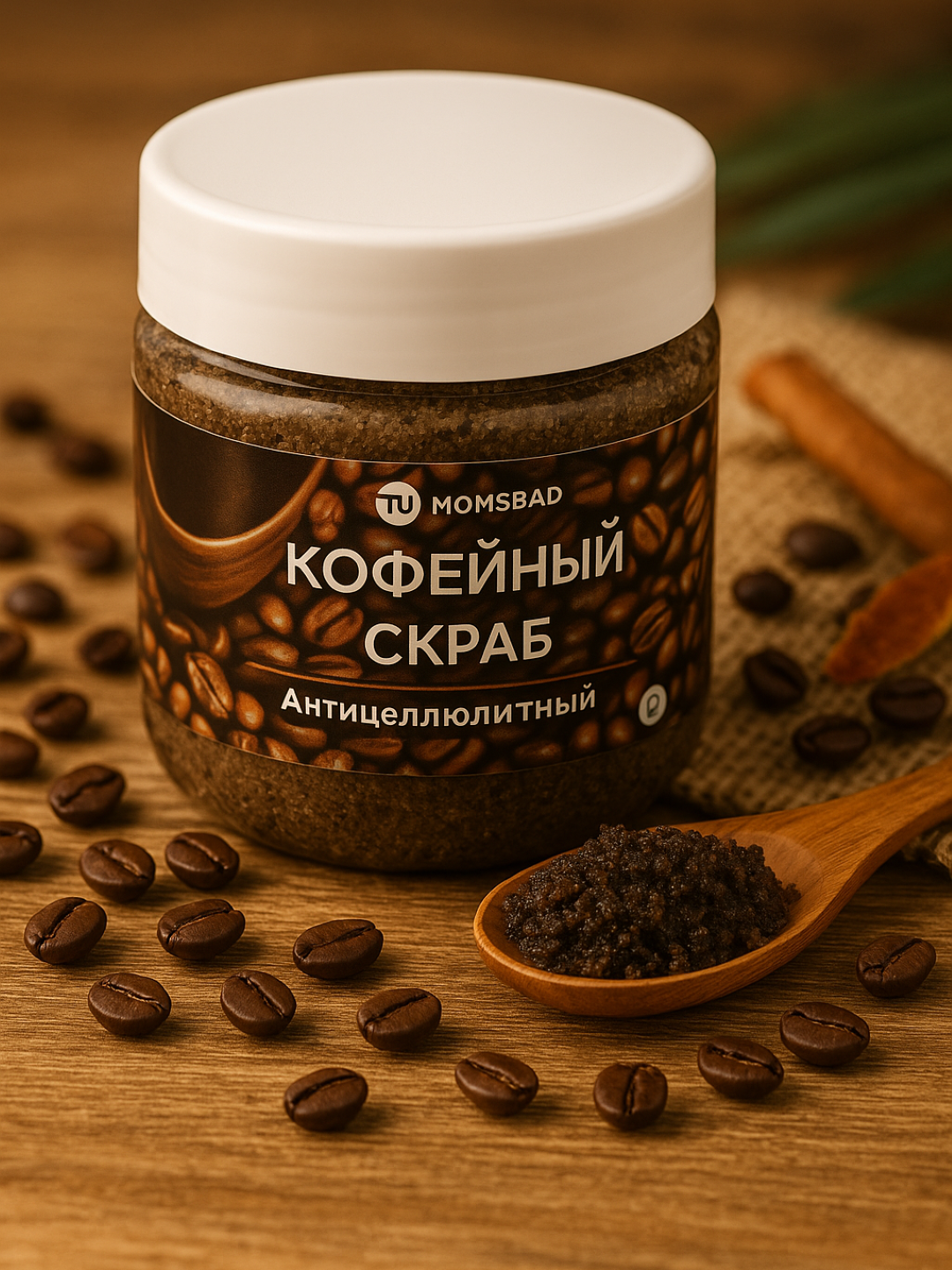 Скраб для тела, кофейный, с шиммером, сухой, M&D Сияние, 300 г