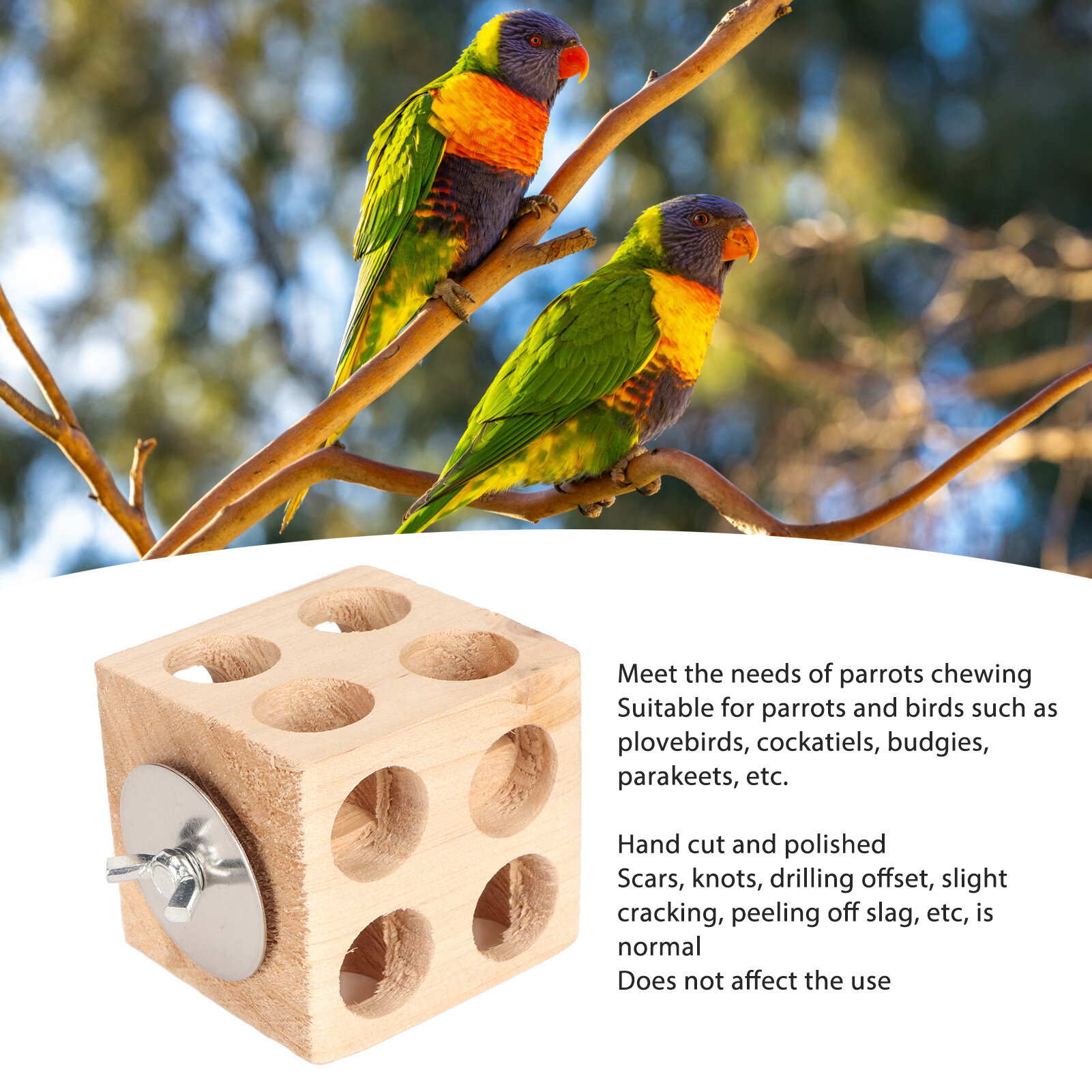 Игрушечный блок для птиц измельчающий деревянный блок для попугаев жевательная игрушка для неразлучников корелл волнистых попугайчиков 6 см/24 дюйма