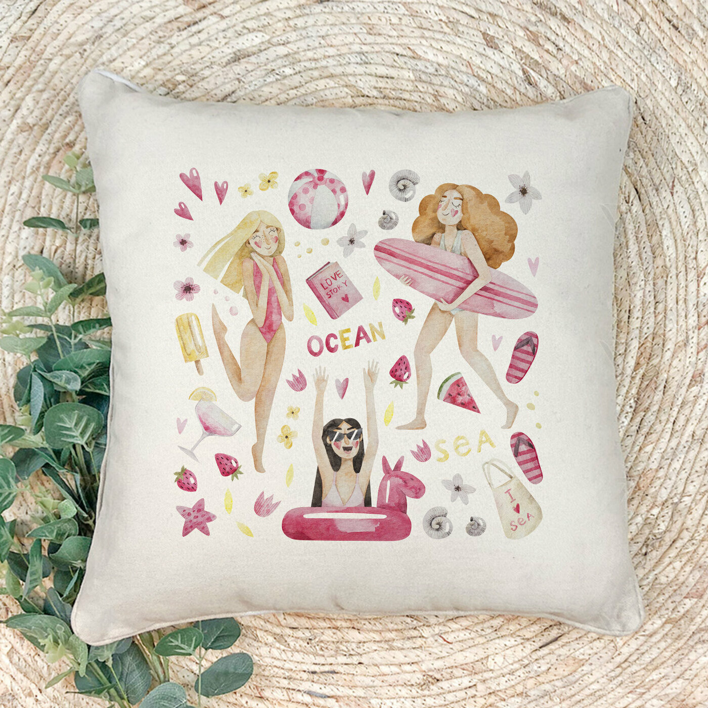 Наволочка для декоративной подушки Gerasim "Каникулы на море", 41х41 см, эко-ткань хлопок/полиэфир