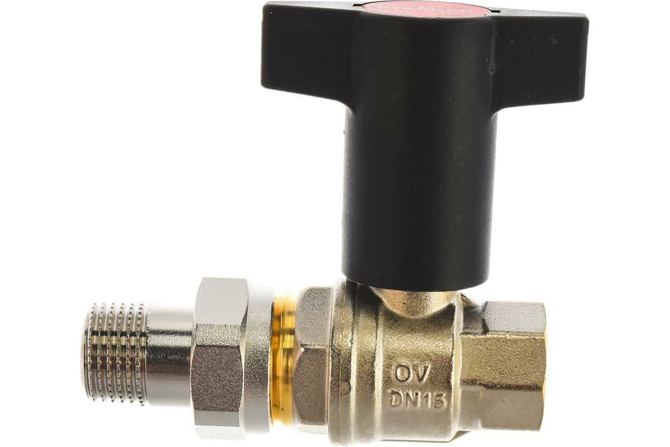 Кран шаровой Oventrop Optibal DN 15 НР G 1/2" PN 16 черная пластиковая рукоятка, 1075704