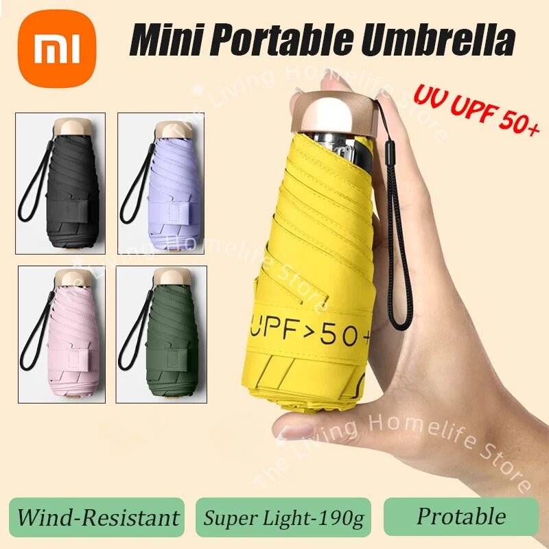 Картинки Мини-зонт Xiaomi с ультрафиолетовой защитой, складной карманный аксессуар, ультралегкий в цвете Mocha Green
