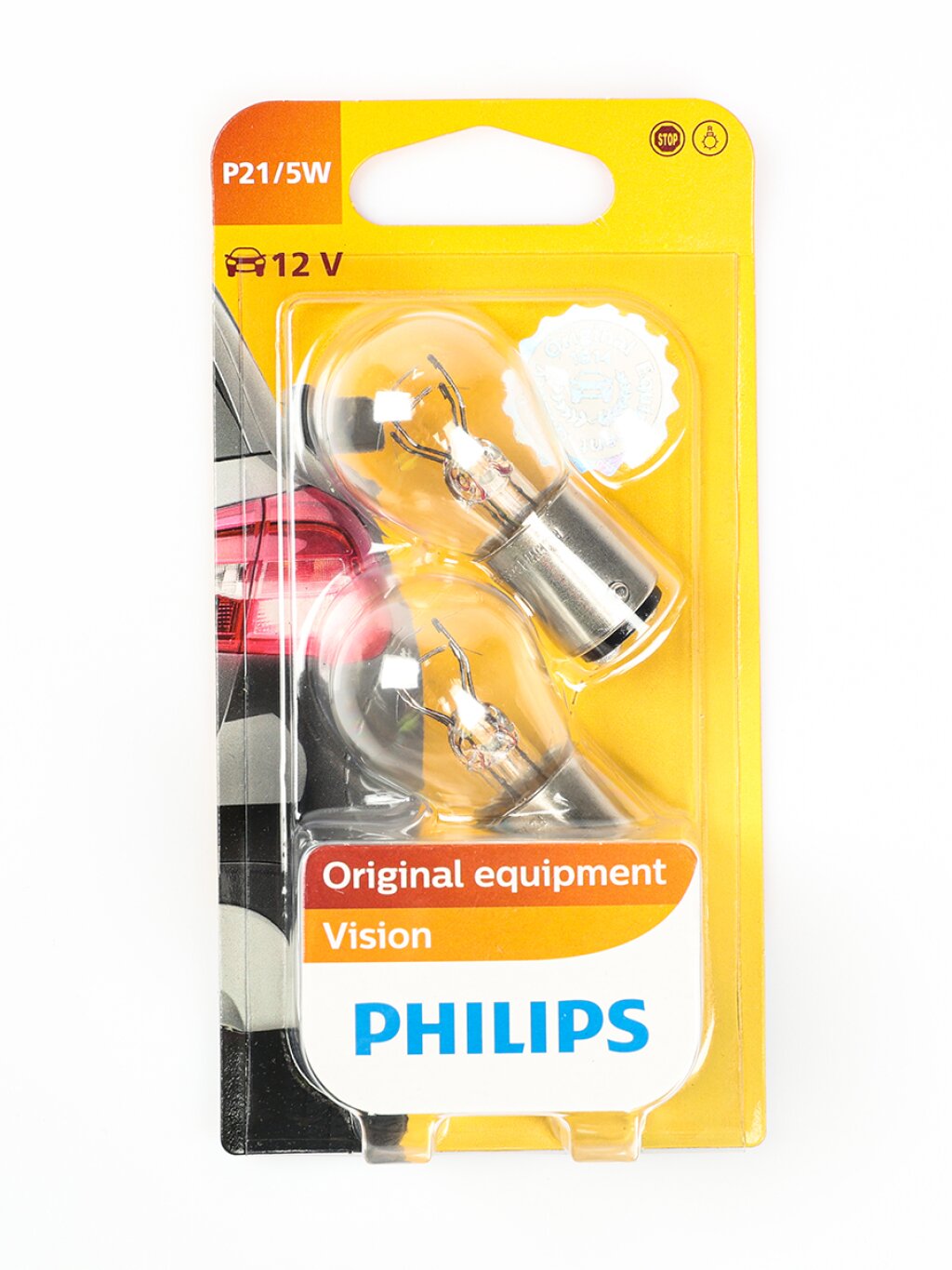 Лампа подсветки Philips 12499B2 P21/5W 12V 21/5W 2-х нитьевая, со смещенным центром, блистер, 2 — фото 1