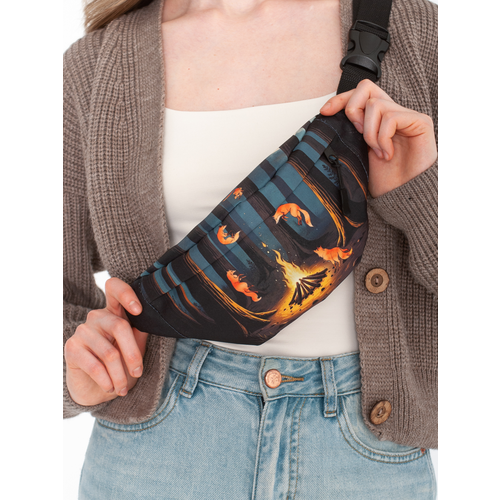 Сумка поясная НЕСТАНДАРТИКА, фактура гладкая, зеленый, бежевый