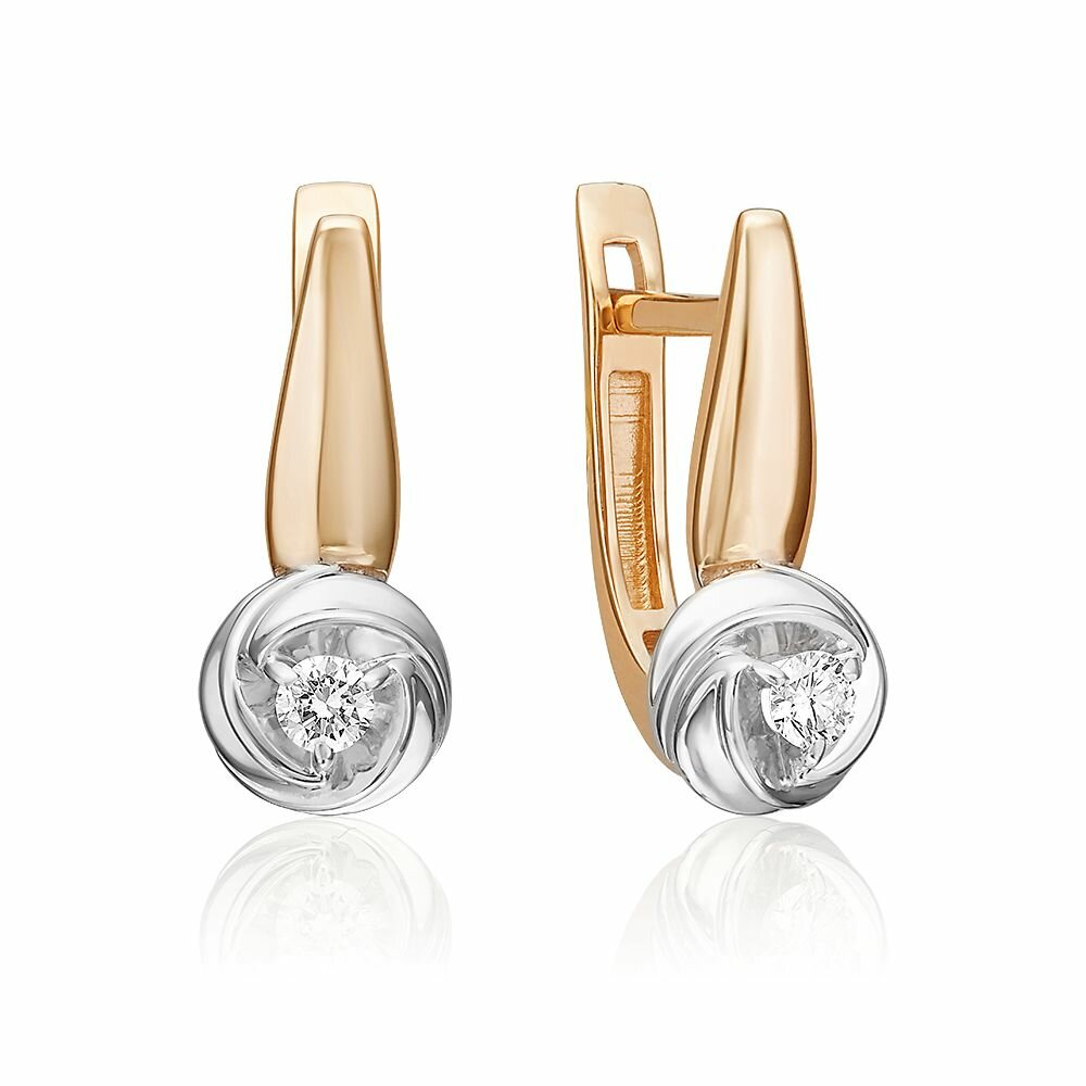 Серьги PLATINA, красное золото, 585 проба, бриллиант, , красный