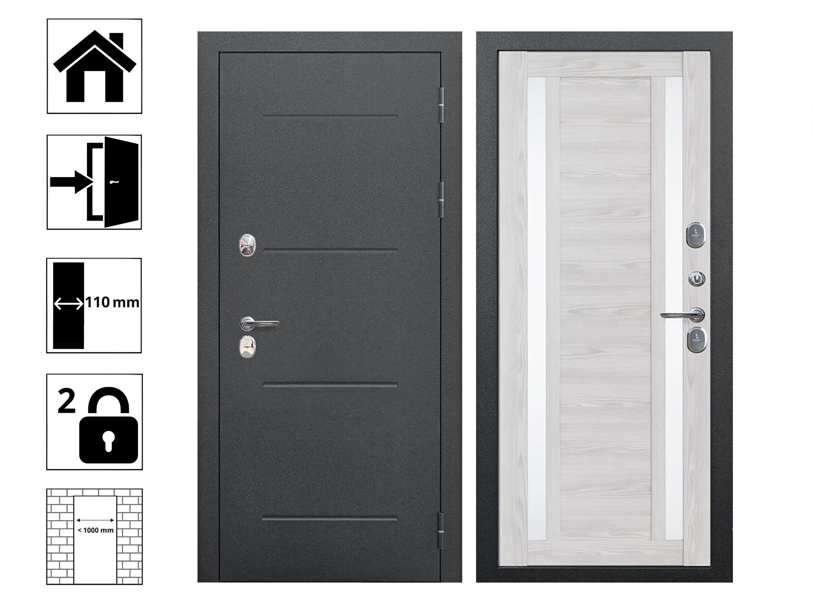 Дверь 11 см ISOTERMA Серебро Ривьера айс 960R