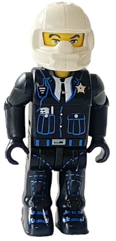 Минифигурка Lego 4j002 Police - Black Legs, Black Jacket, White Helmet, Yellow Head