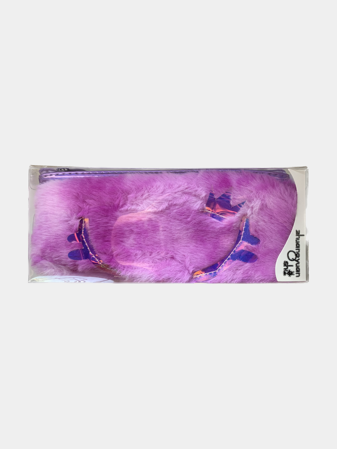 Пенал "Махровый", для девочек, мягкий, фиолетовый, 1 отделение