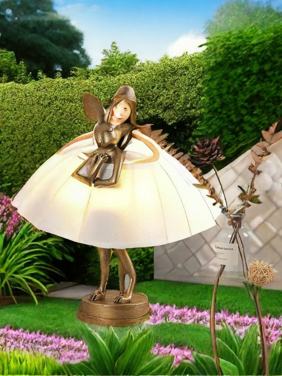 Настольная лампа Кролик, настольный светильник с абажуром, прикроватная лампа