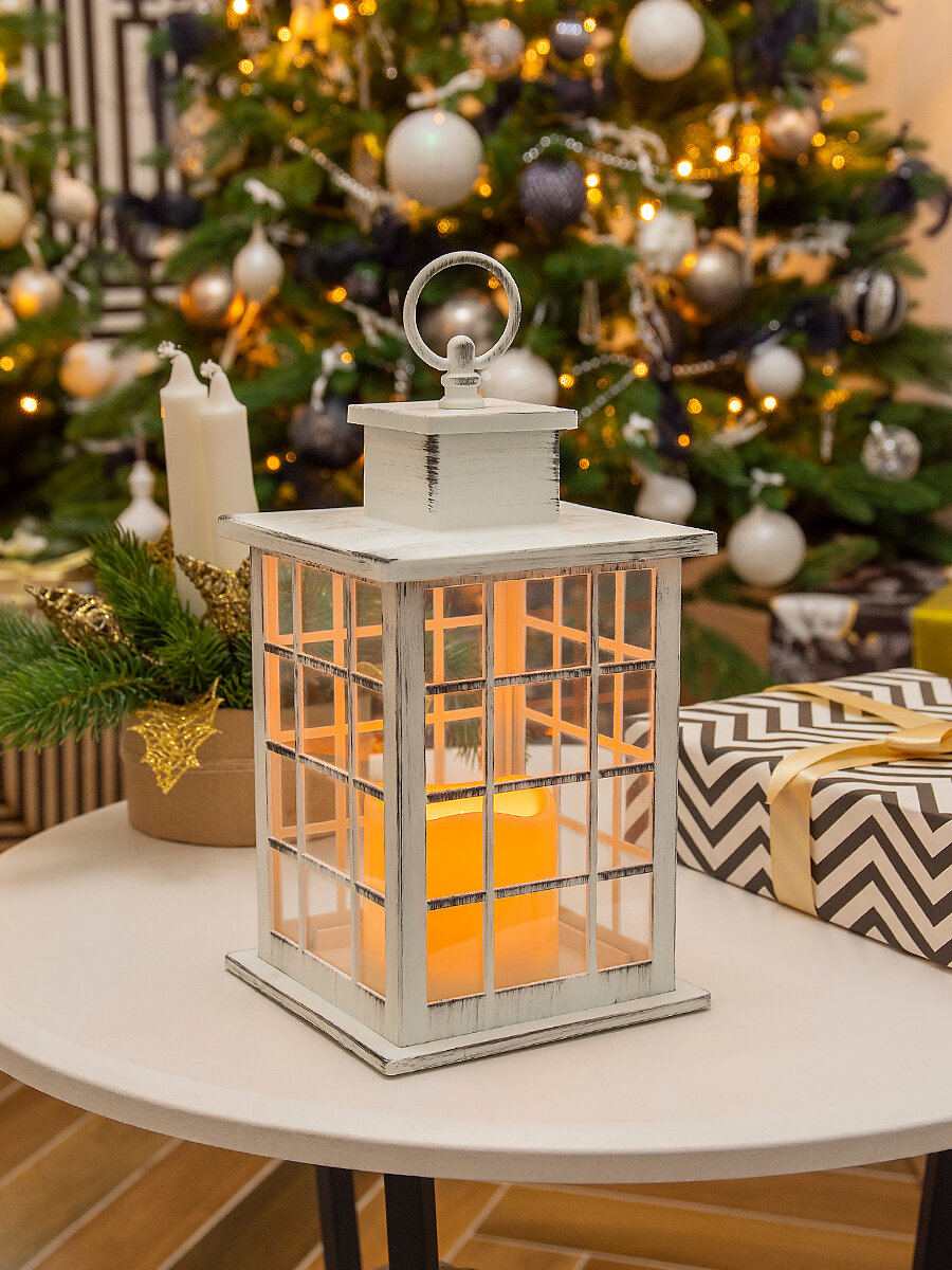 Фонарь садовый Чудесный Сад  Дрезден   белый  настольный подвесной  мерц  свеча  25 см  IP44