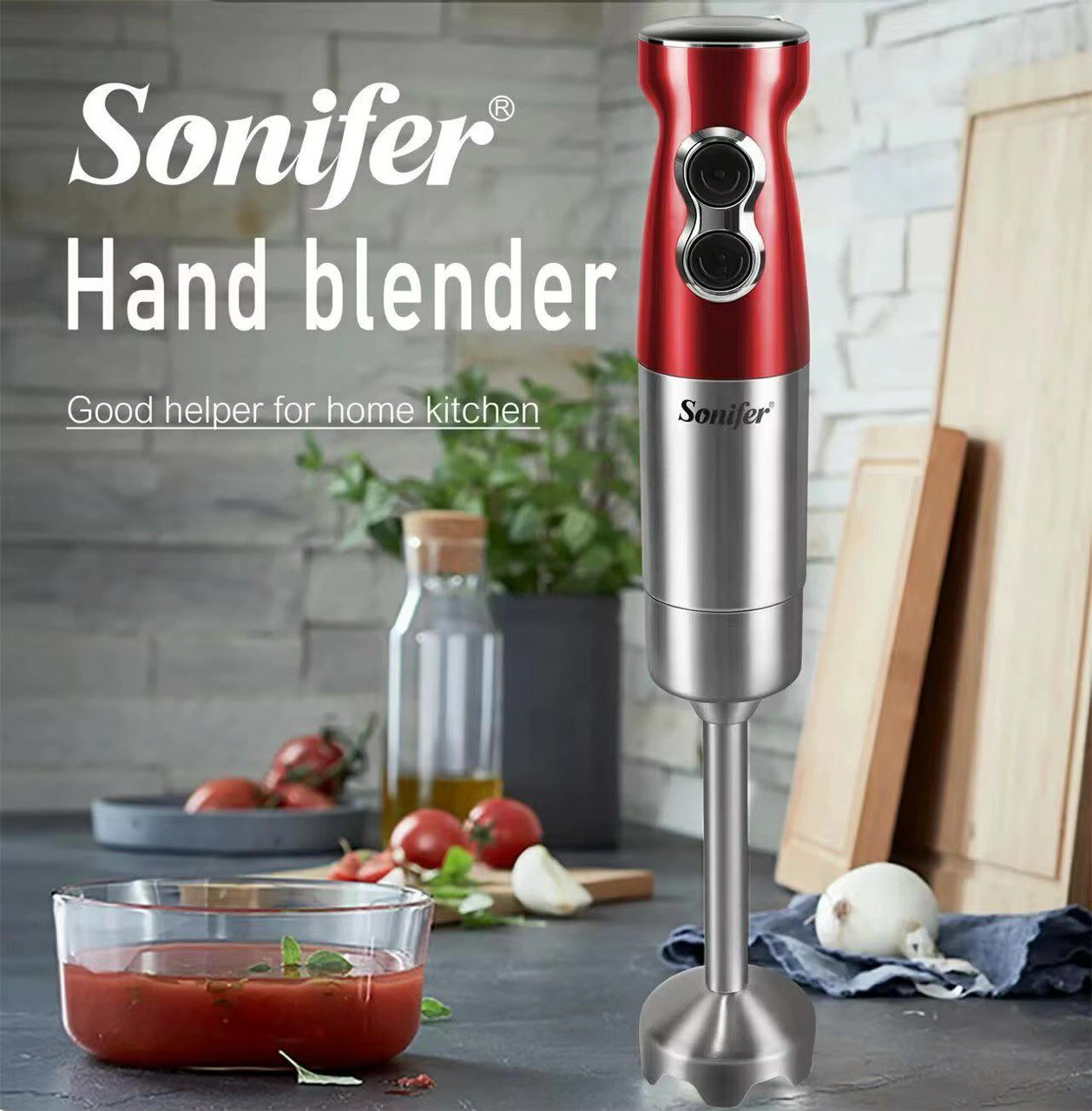 Блендер Sonyfer 8054, ручной, металлический, 1500Вт, мощность, многофункциональный